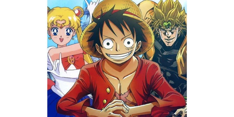 One Piece, Sailor Moon, JoJo's Bizarre Adventure