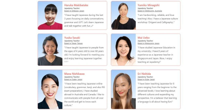Japanese teachers in Japademy