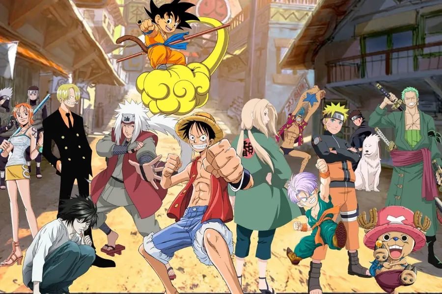 Anime art showing characters from multiple Anime shows