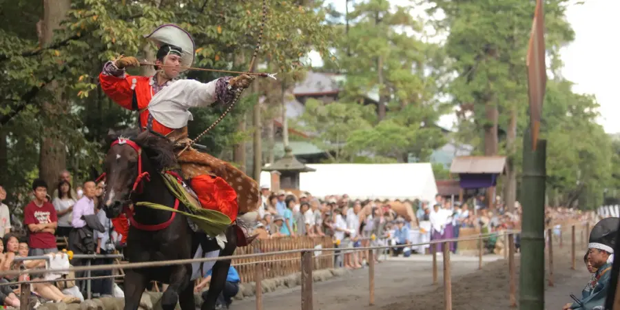 horse archery at the Tsurugaoka Hachimangu Reitaisai in Kamakura, in september in japan