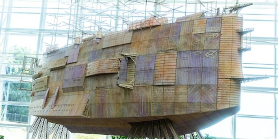 A Giant Illuminated 'Castle in the Sky' Ship