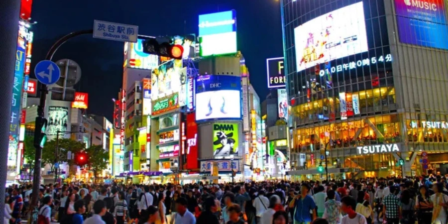 Crowded in the Shibuya Crossing area