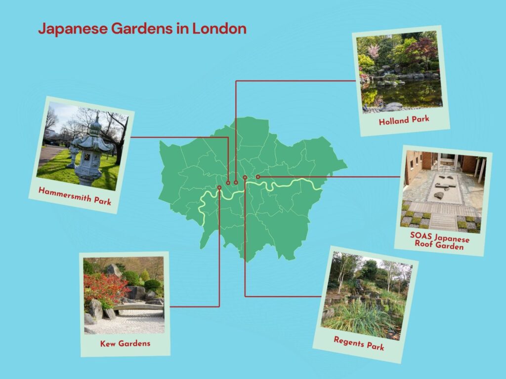 JapaneseGardeninLondon-Map Map of Japanese Gardens in London