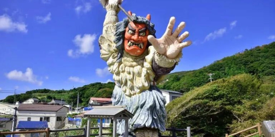 A statue of a monster that is making an attack