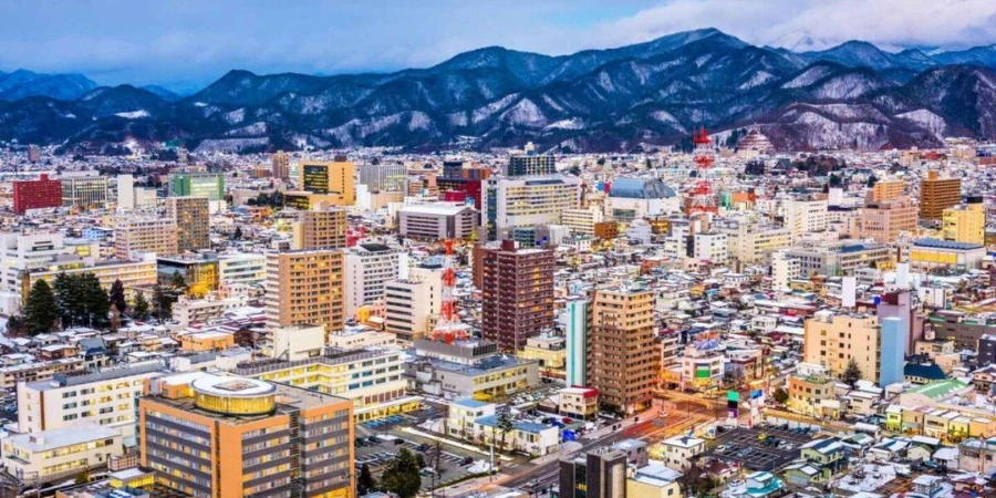 A bright and bustling Yamagata City in Japan