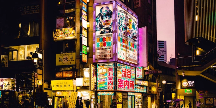 Vivid neon lights in Kabukicho (Tokyo)