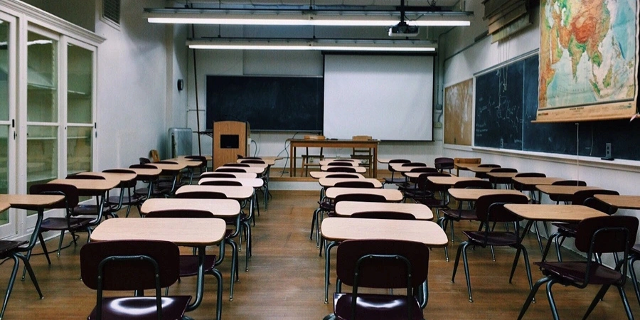 A bright Japanese classroom
