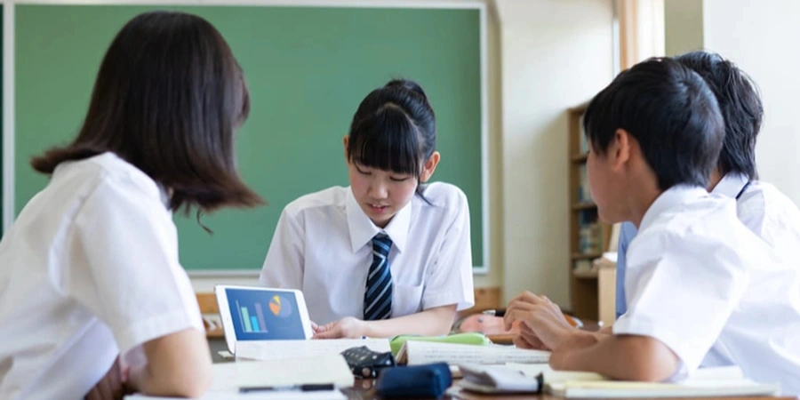 A few students studying together