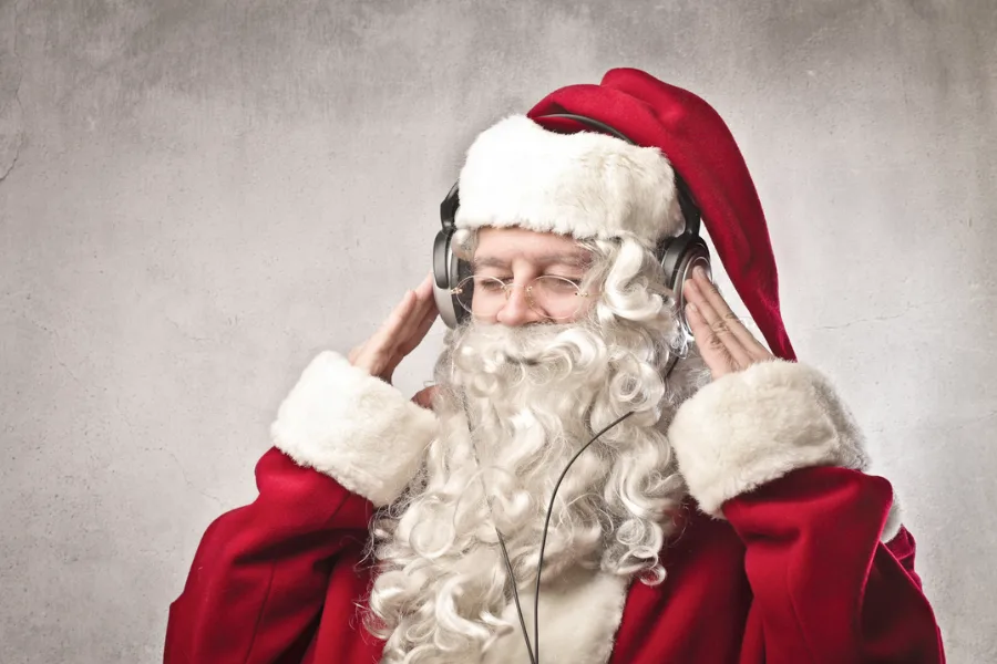 Santa listening to Japanese Xmas Songs