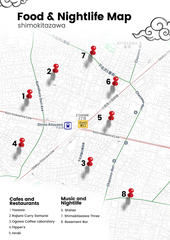 Shimokitazawa Food and Nightlife Map