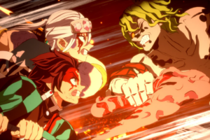Uzui, Tanjiro fighting a Demon in the new game Demon Slayer -Kimetsu no Yaiba- The Hinokami Chronicles 2