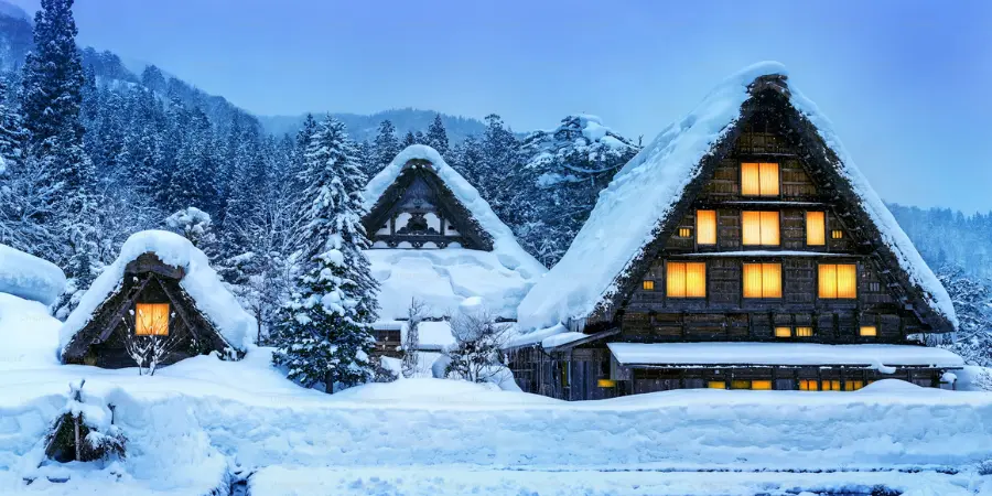 Shirakawa village on winter