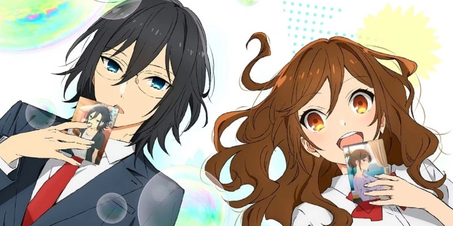 Hori and Miyamura standing close together in school setting, slice-of-life romance anime scene highlighting friendship, relationships, and everyday moments.