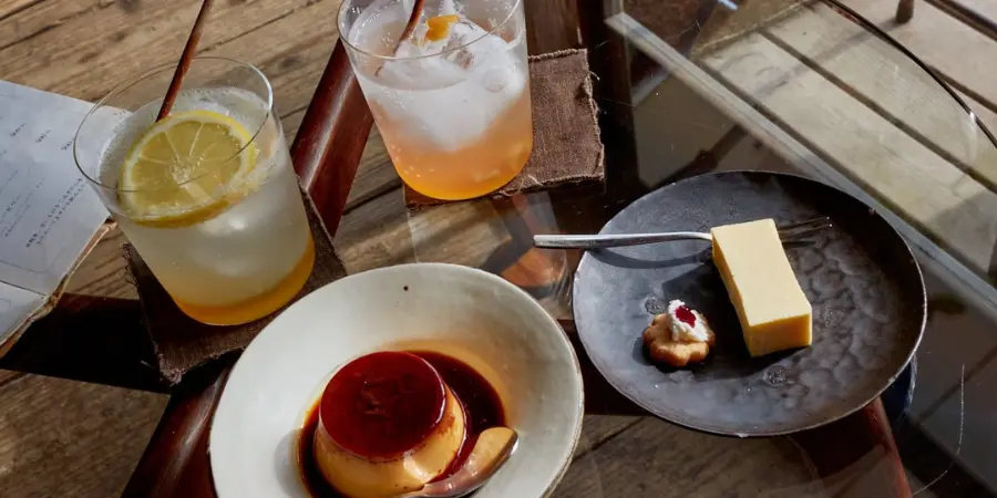 Minka cafe options of a custard plan, cocktails and financier