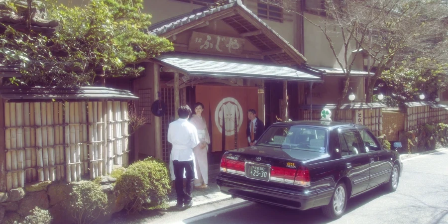 The exterior design of a ryokan (from "River (2023)")