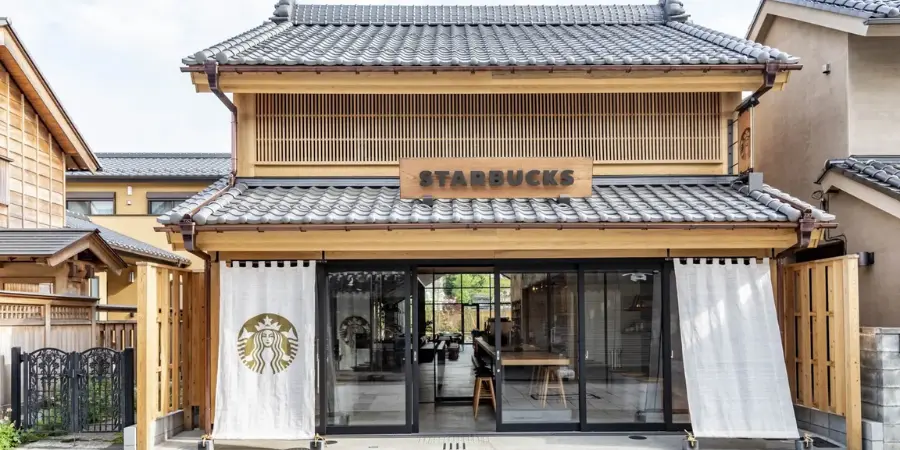 Traditional Japanese warehouse converted into a Starbucks store