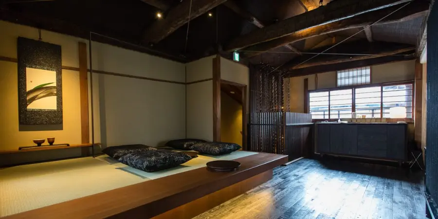 Traditional Japanese interior of a Starbucks store in Kyoto