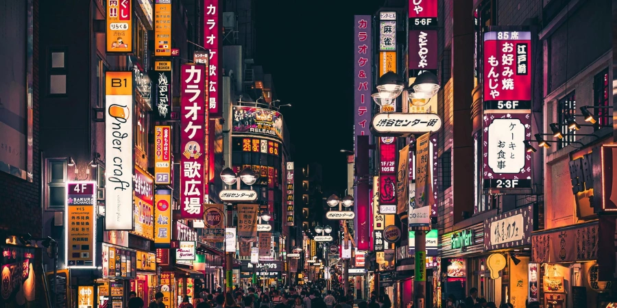 City night life in Tokyo, Japan