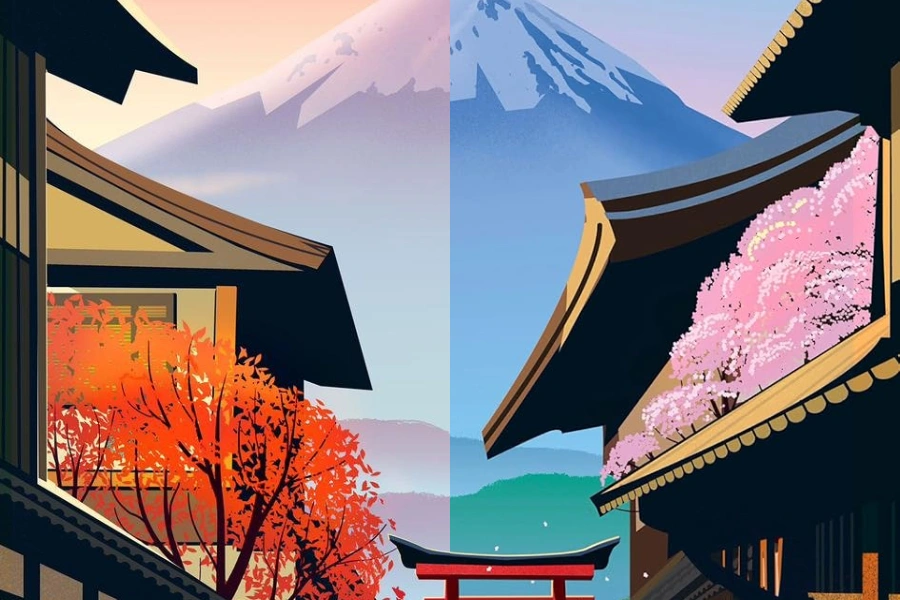 Abroad in Japan dueling book Cover art