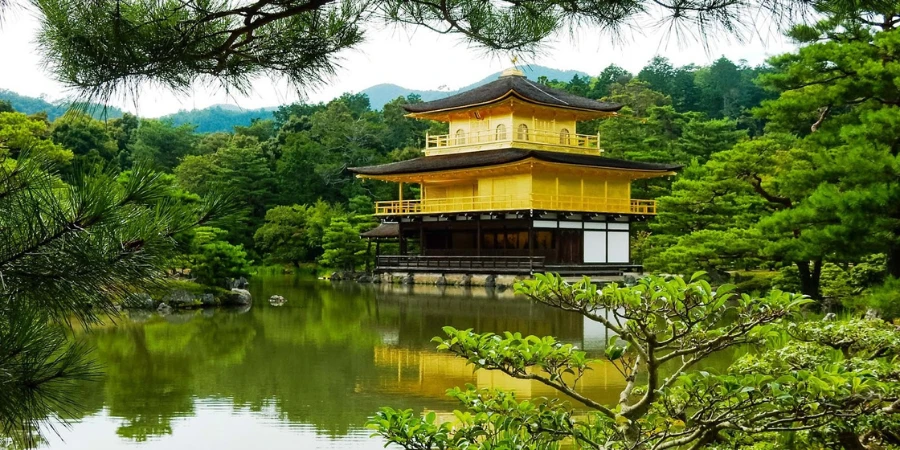 A zen temple in Kyoto (Kinkaku-ji, Golden Pavilion)