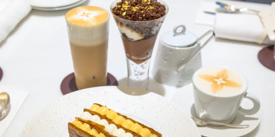 Desserts embellished with the LV logo from Le Cafe V in Tokyo