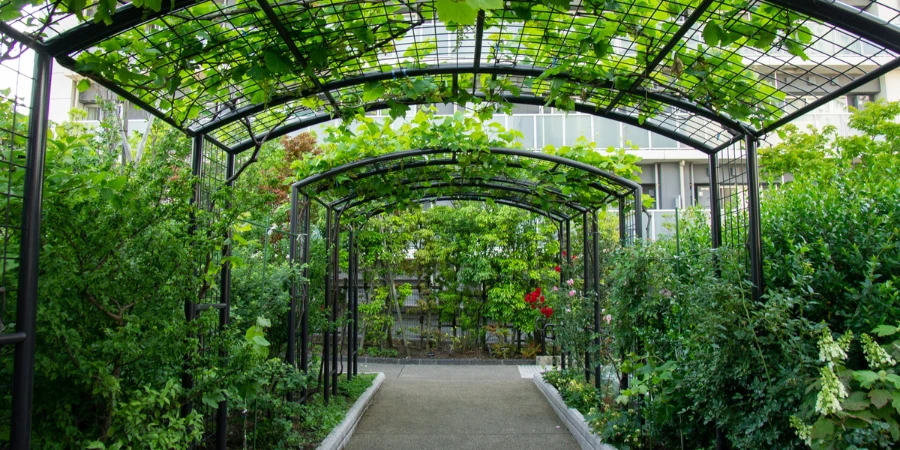 The Meguro Sky Garden with an archway surrounded by leaves and vines