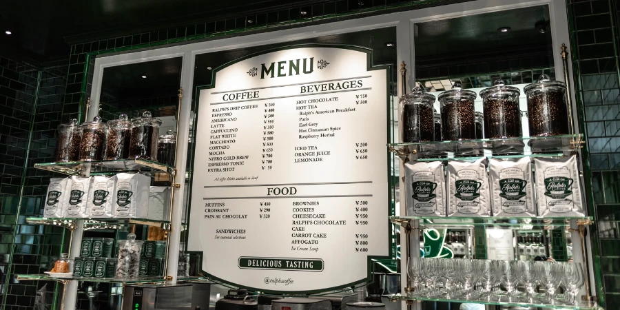 Image of a cafe counter menu