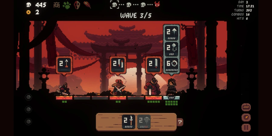 A screenshot from the Shogun Showdown game (from Crunchyroll Game Vault)