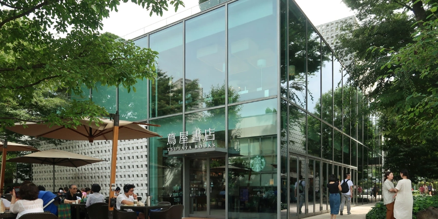 Modern architecture of Tsutaya Books Daikanyama (or T-Site Daikanyama) in Shibuya, Tokyo, Japan