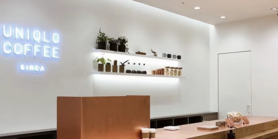 Bar counter at the Uniqlo Coffee in Ginza