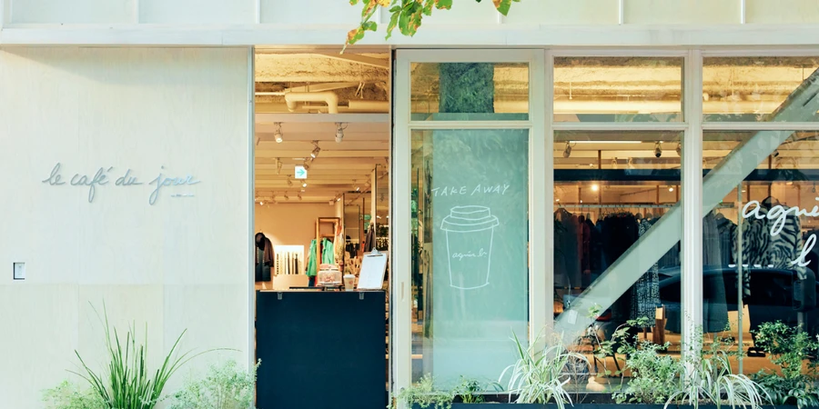 Exterior of the agnes b cafe in Ginza