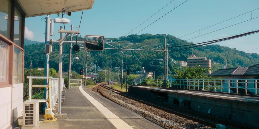 sunny day from a rural japanese train station