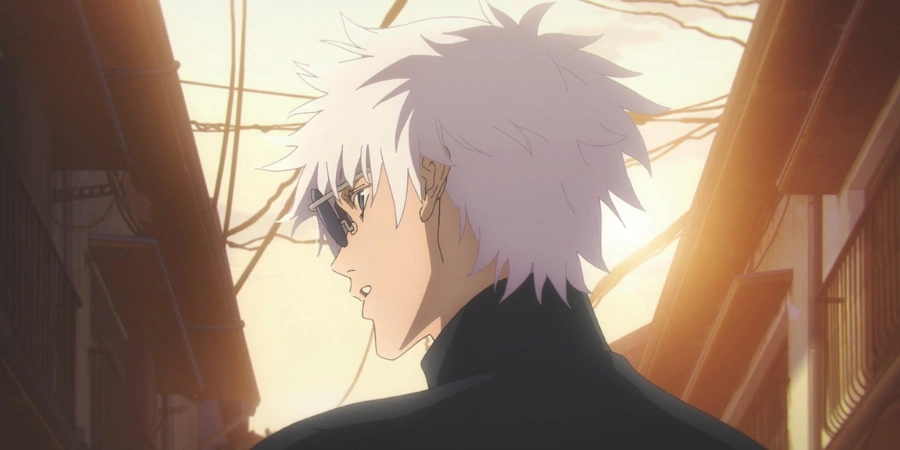 Satoru Gojo looking somewhere else with the sun still rising
