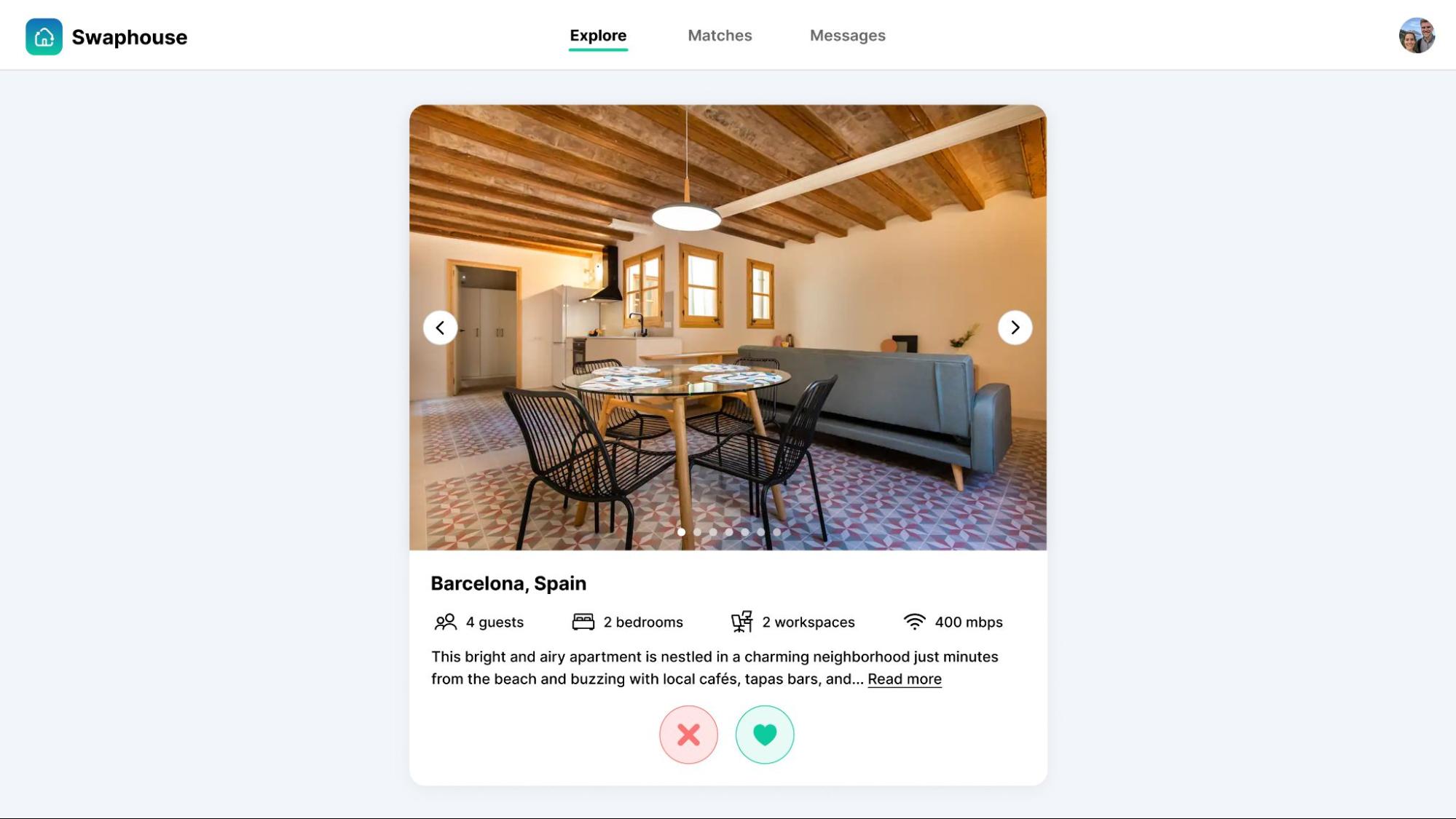 Selecting a Home Swap selection on Swaphouse.oi