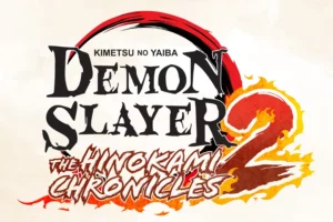 official cover art for demon slayer hinokami chronicles 2 featuring kimetsu no yaiba logo highlighting upcoming game release and sequel branding.