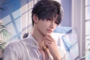 A high quality 3D render of a male love interest from the popular futuristic otome game Love and Deepspace.