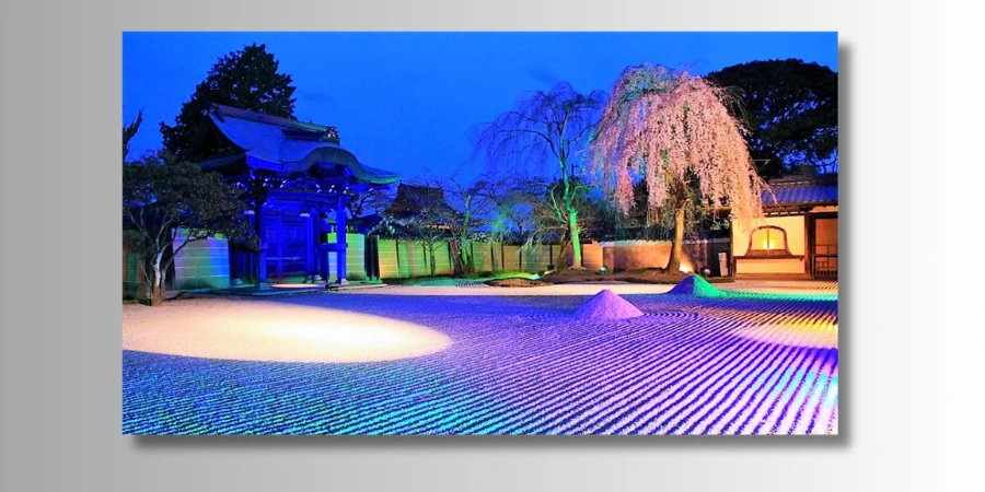 Kodai Ji Illuminated at night during the spring season
