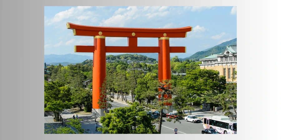 Torii gate marking the entrance to the Okazaki Museum District