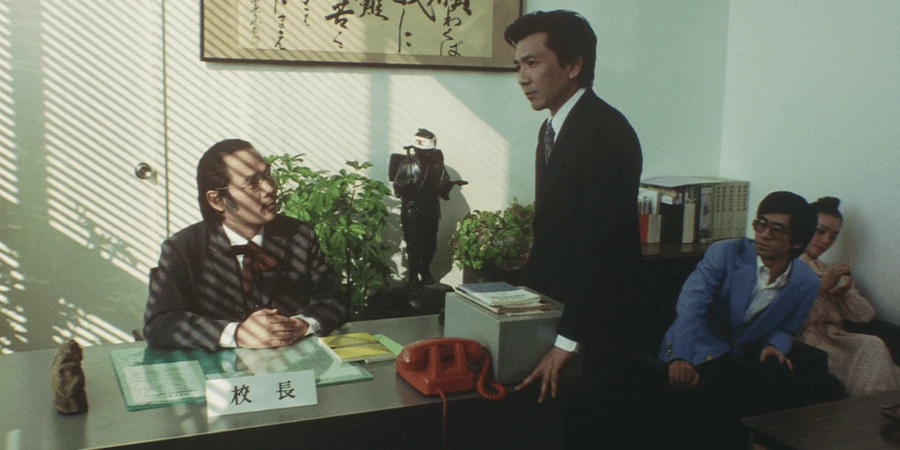 A Salaryman and his boss discussing in the 1980s Japan.