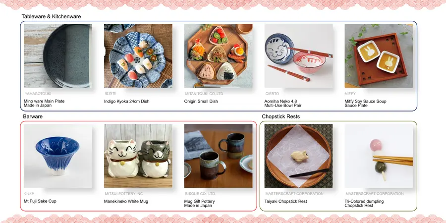 A selection of tableware and kitchenware.