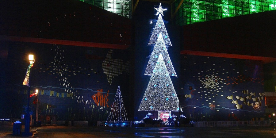 Christmas lights at the night aquarium