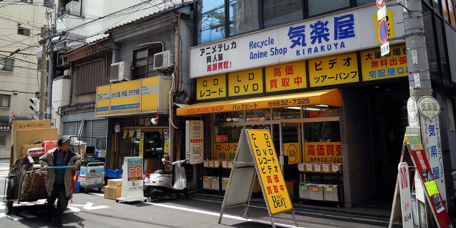 Secondhand anime shop in Nipponbashi Den Den Town