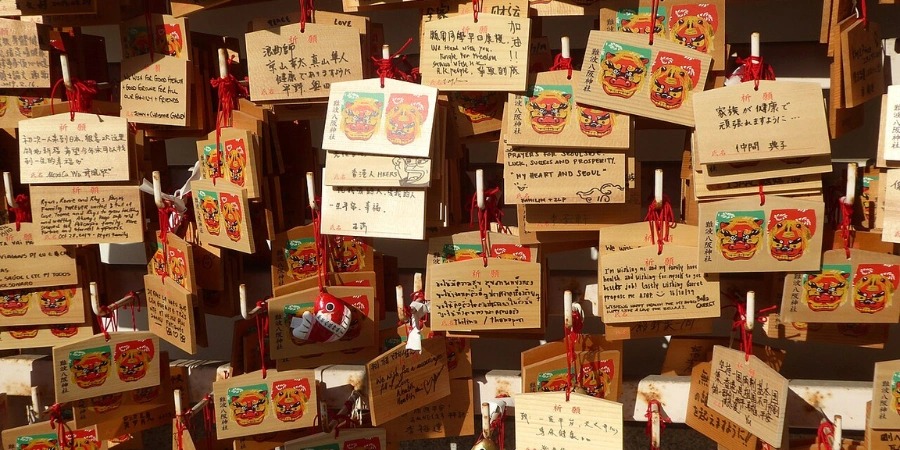 Ema at Namba Yasaka Shrine wishes