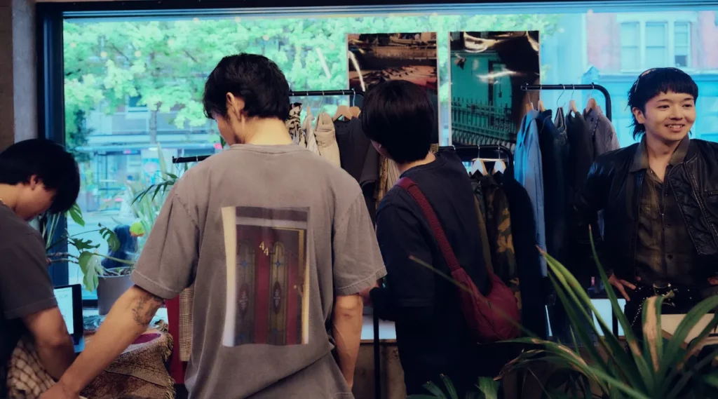 Guests browsing clothing rails at an AZAZ Collective creative market in London