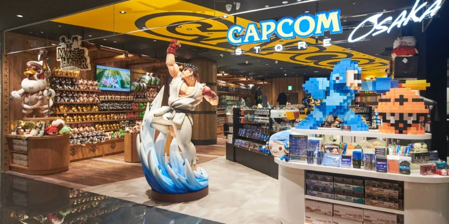 Capcom Store inside Parco Shinsaibashi Osaka with gaming merchandise and character displays