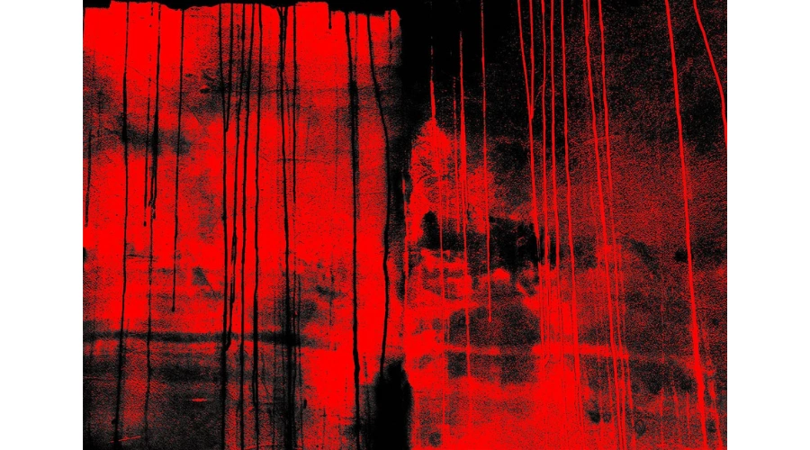 Kawada Kikuji from the series The Map Visions of the Invisible © Kikuji Kawada Courtesy PGI.webp – Abstract red and black photograph with streaking lines from Kikuji Kawada's The Map: Visions of the Invisible series, evoking the lingering scars and memory of post-war Japan.