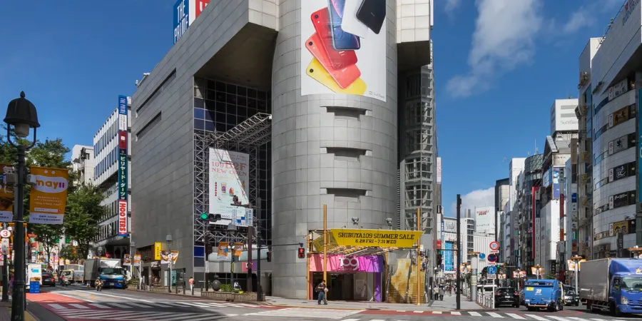 Shibuya 109 shopping centre in Tokyo, Japan, an iconic fashion destination known for youth culture, gyaru fashion and Japanese street style.