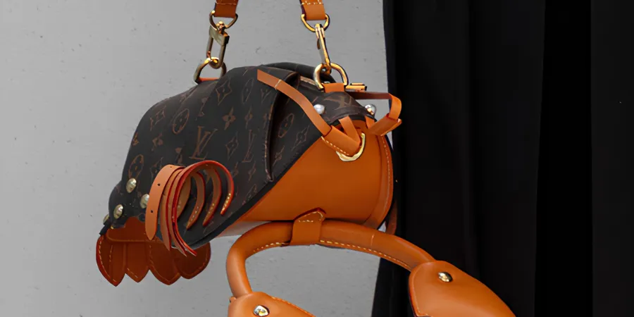 Louis Vuitton Lobster Wearable Wallet featuring Monogram canvas and sculptural lobster-inspired leather detailing.
