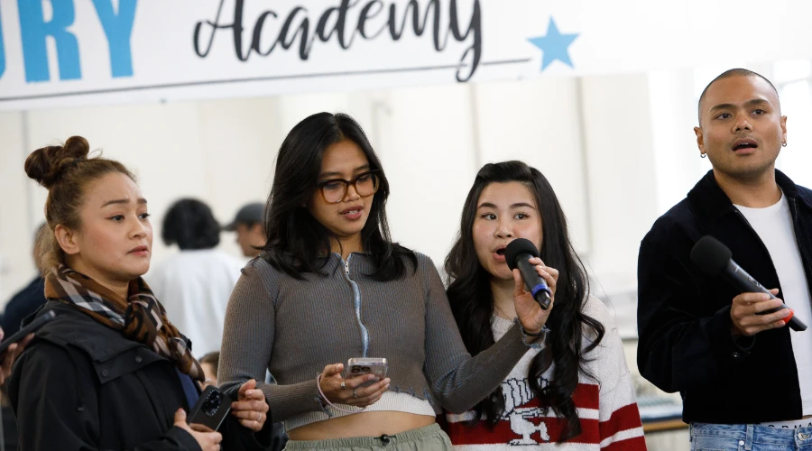 Performers rehearsing for RepresentAsian at The Boury Academy