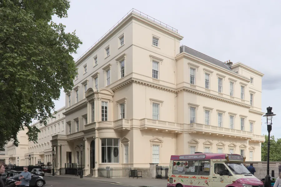 Nash House on The Mall in London, the white stucco terrace that is home to the Institute of Contemporary Arts
